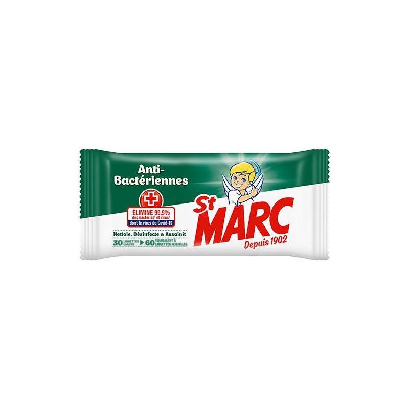 ST MARC Lingettes désinfectantes anti-bactérienne - x30 ST MARC Lingettes désinfectantes anti-bactérienne - x30