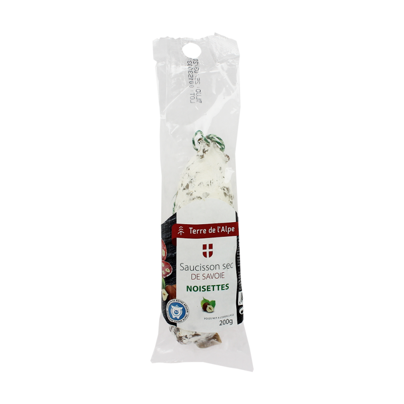 Saucisson sec de Savoie aux Noisettes La pièce de 200g TERRE DE L'ALPE Saucisson sec de Savoie aux Noisettes La pièce de 200g TERRE DE L'ALPE