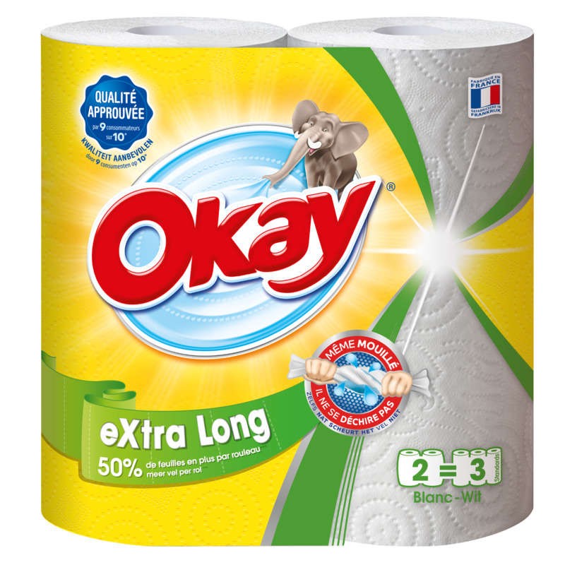 OKAY Essuie-tout Blanc XXL x2 OKAY Essuie-tout Blanc XXL x2