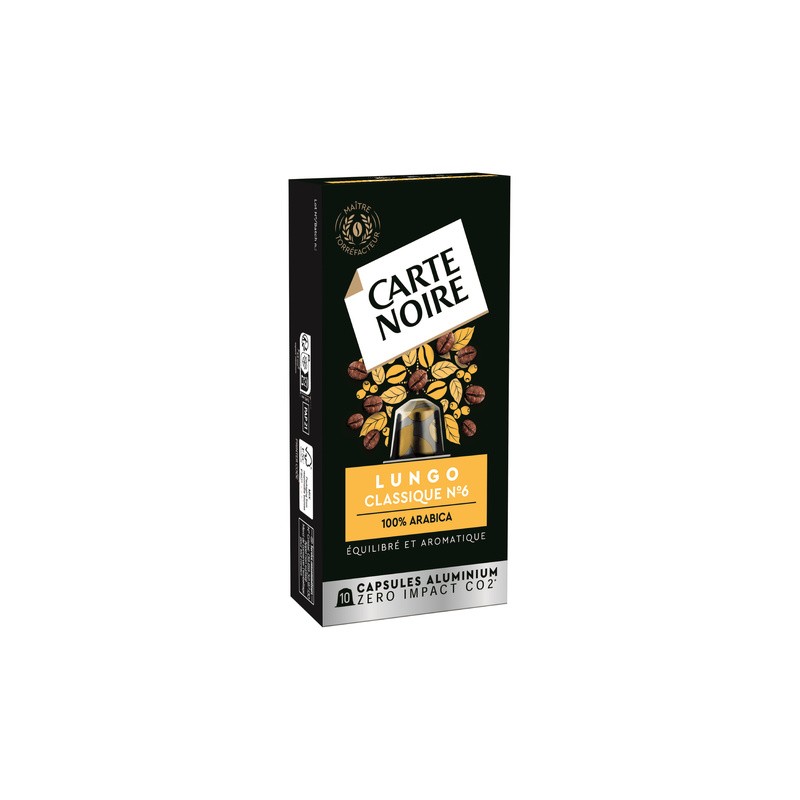 CARTE NOIRE Capsules Aluminium Lungo N°6 x10 - 56g CARTE NOIRE Capsules Aluminium Lungo N°6 x10 - 56g